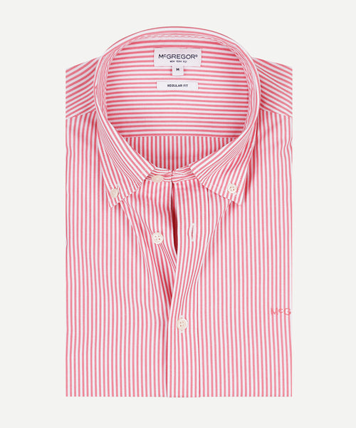 Shirt Poplin Stretch Stripe | Coral Red