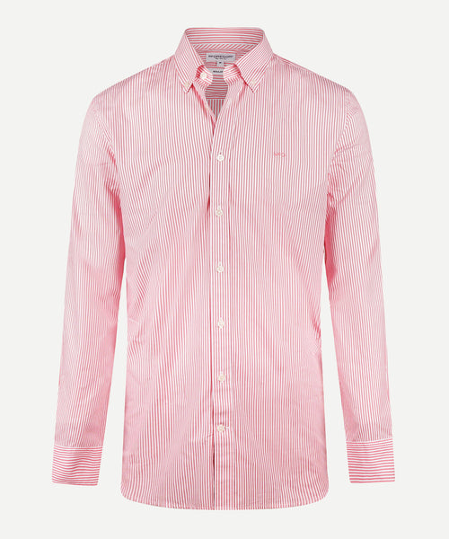 Shirt Poplin Stretch Stripe | Coral Red