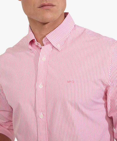 Shirt Poplin Stretch Stripe | Coral Red