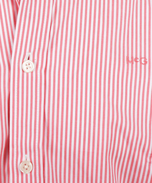 Shirt Poplin Stretch Stripe | Coral Red