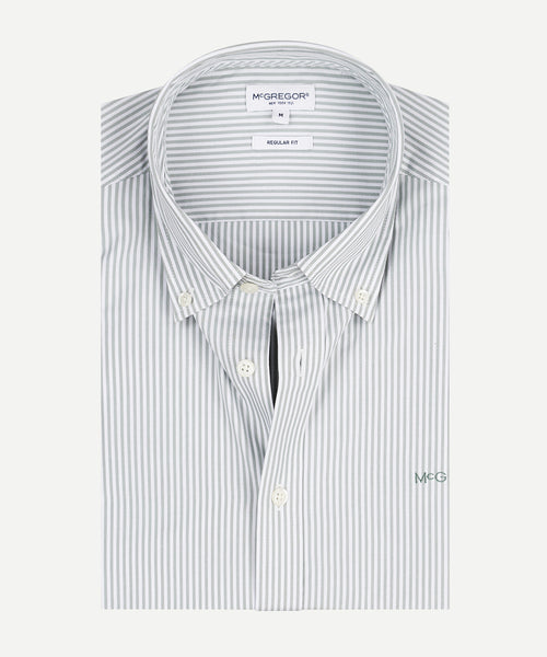 Shirt Poplin Stretch Stripe | Light Olive