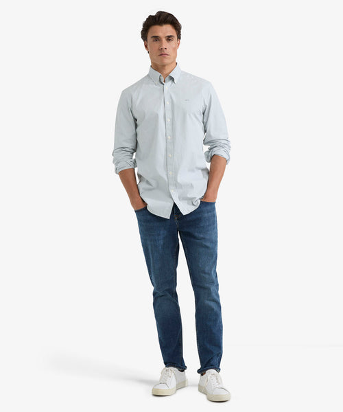 Shirt Poplin Stretch Stripe | Light Olive