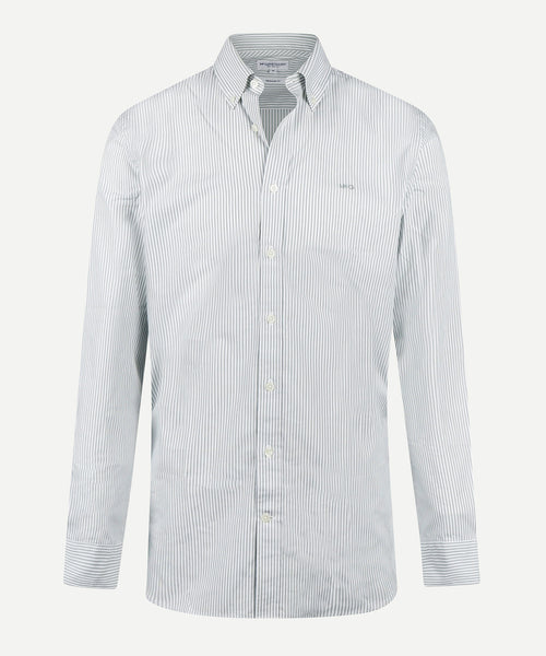 Shirt Poplin Stretch Stripe | Light Olive