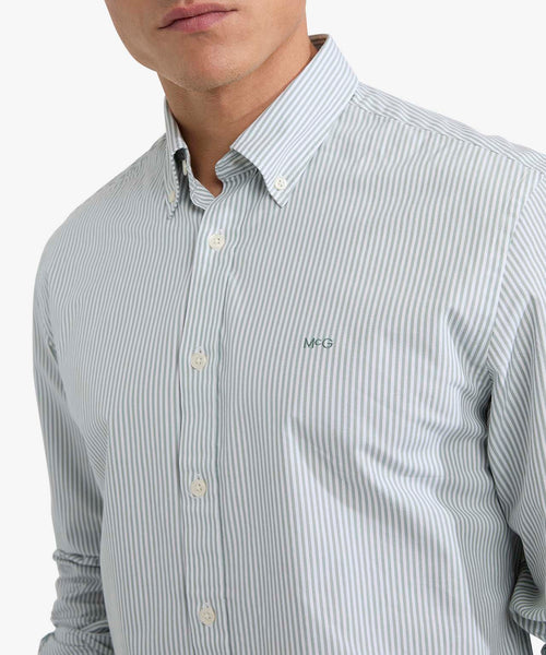 Shirt Poplin Stretch Stripe | Light Olive