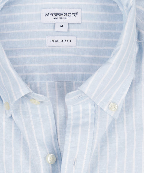 Shirt Striped Linen Cotton | Light Blue