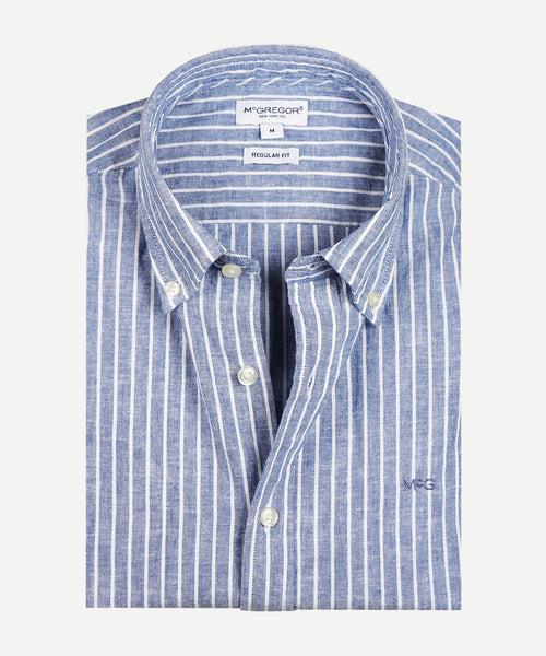 Shirt Striped Linen Cotton | Vintage Blue