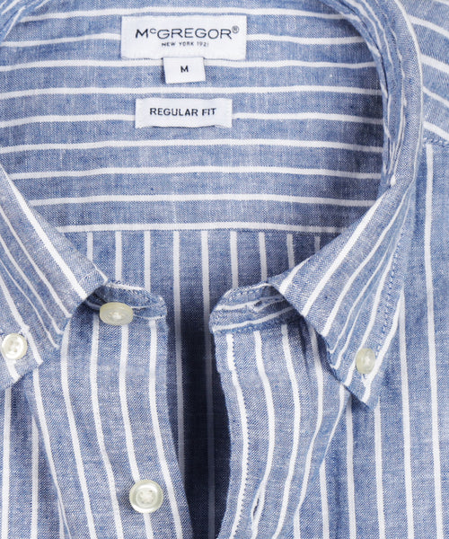 Shirt Striped Linen Cotton | Vintage Blue