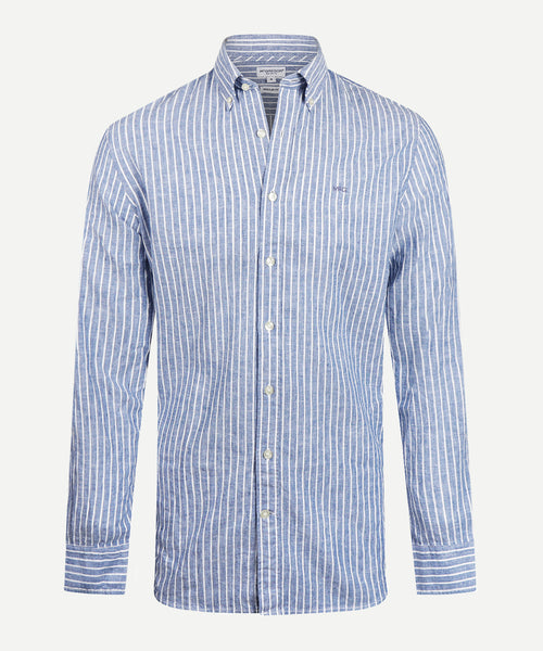 Shirt Striped Linen Cotton | Vintage Blue