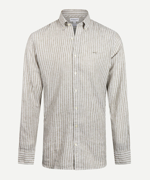 Shirt Striped Linen Cotton | Olive