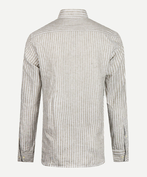 Shirt Striped Linen Cotton | Olive