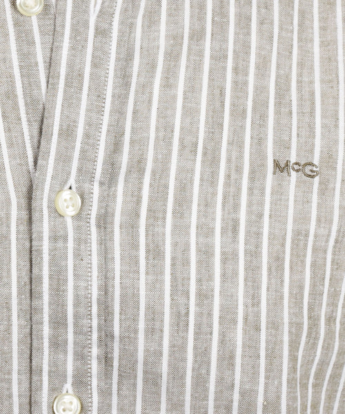 Shirt Striped Linen Cotton | Olive