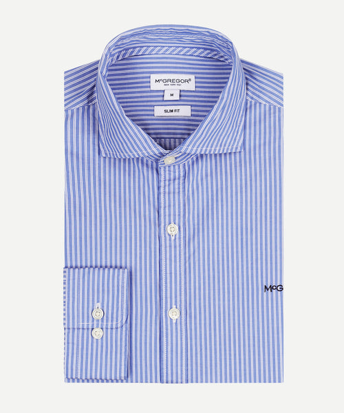 Shirt Slim Fit Double Stripe | Medium Blue