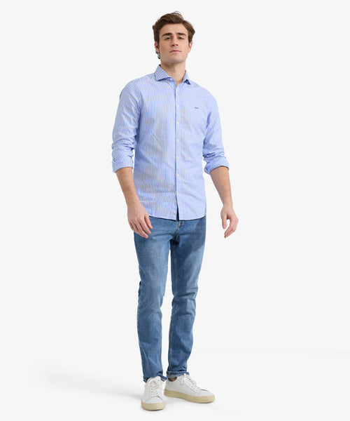 Shirt Slim Fit Stripe | Medium Blue