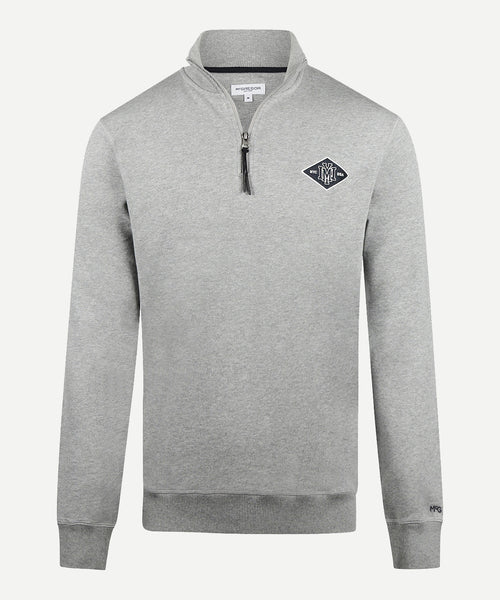 Sweater Half Zip with Emblem | Medium Grey Melange