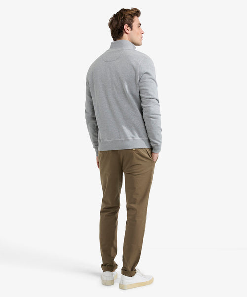 Sweater Half Zip with Emblem | Medium Grey Melange
