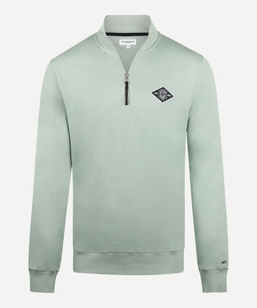 Sweater Half Zip with Emblem | Ice Green