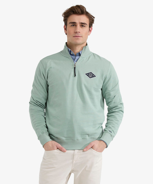 Sweater Half Zip with Emblem | Ice Green