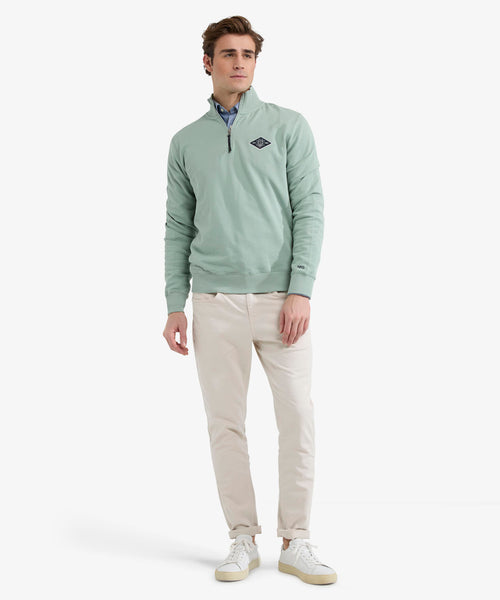 Sweater Half Zip with Emblem | Ice Green