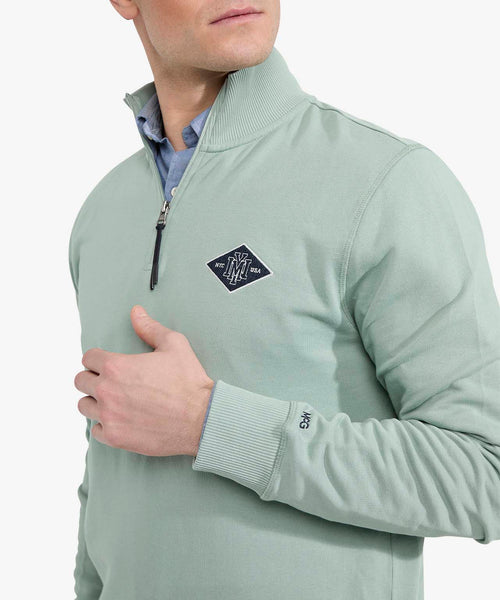 Sweater Half Zip with Emblem | Ice Green