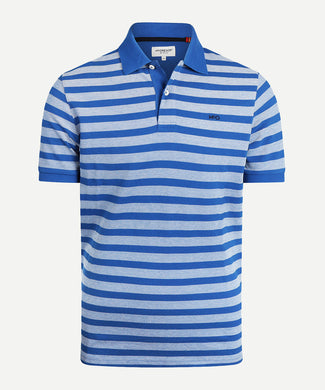 Polo Piqué Oxford Gestreept | Kobalt