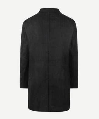 Checked Wool Overcoat | Navy
