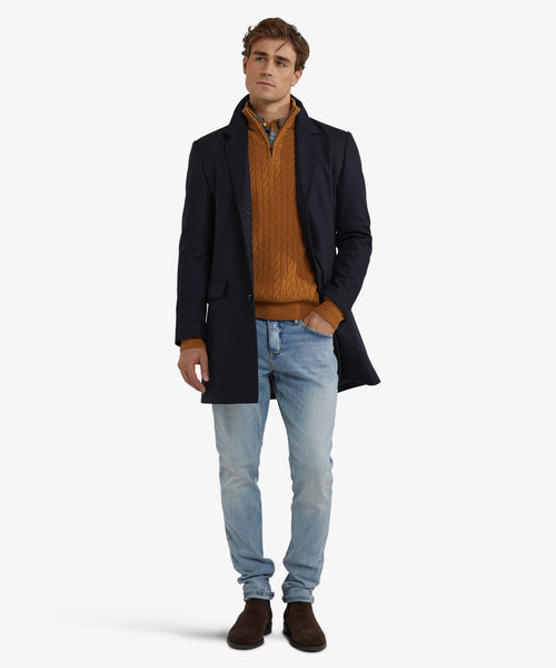 Overjas Ruit Wol | Navy