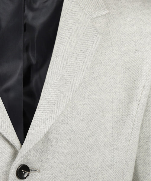 Herringbone Wool Overcoat | Medium Grey Melange