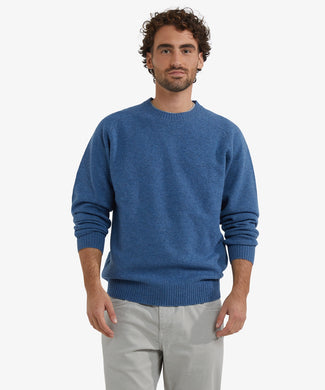 Lambswool Round Neck Sweater | Worker Blue