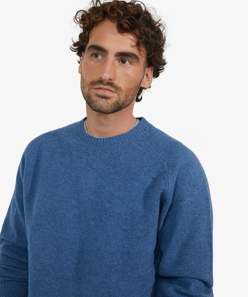 Lambswool Round Neck Sweater | Worker Blue