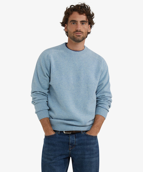 Lambswool Round Neck Sweater | Ice Blue