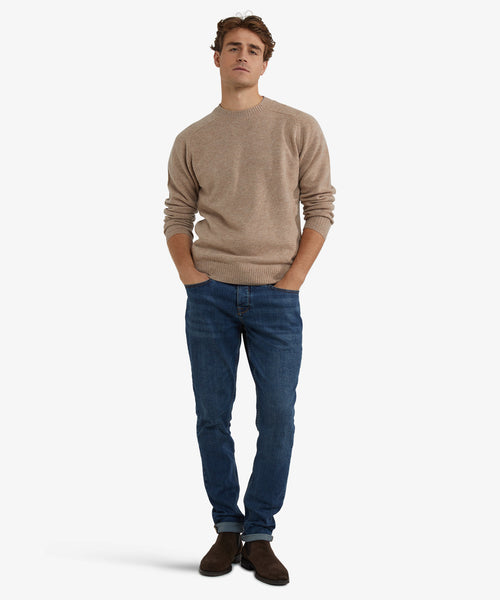 Lambswool Round Neck Sweater | Sand