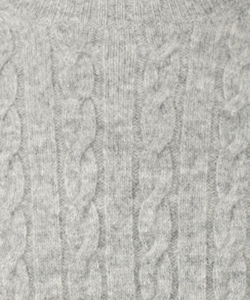 Trui Lamswol Rondehals Kabelpatroon | Medium Grey Melange