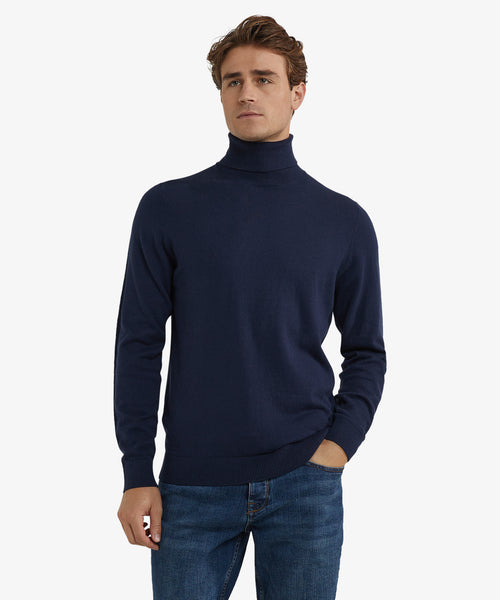 Turtleneck Cotton Merino Wool | Navy
