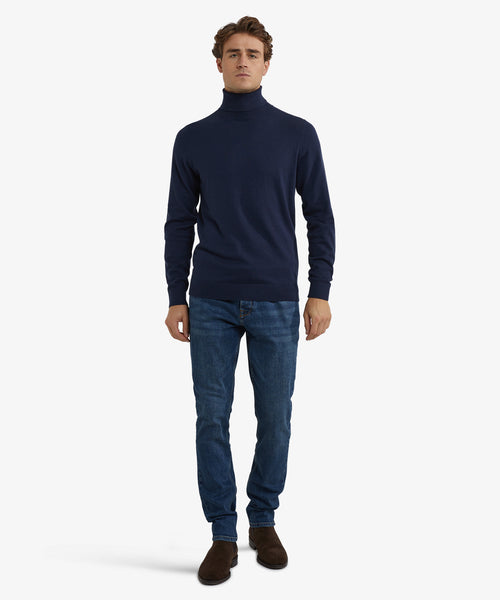 Turtleneck Cotton Merino Wool | Navy