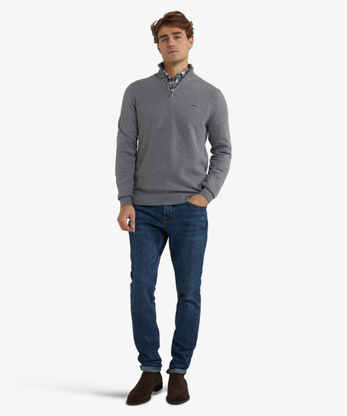 Half-Zip Sweater Cotton Merino Wool | Medium Grey Melange