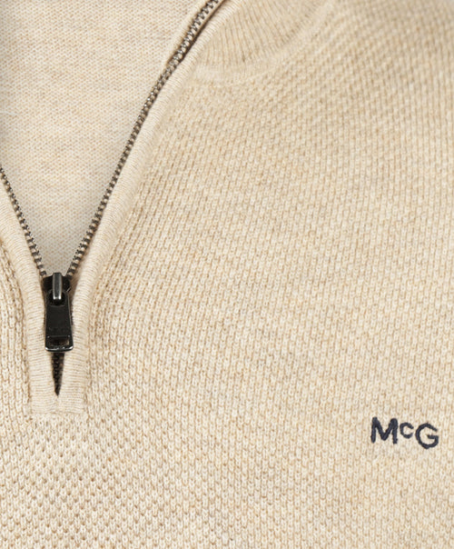 Half-Zip Sweater Cotton Merino Wool | Sand