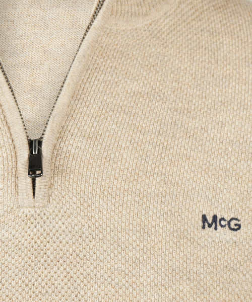 Trui Half-Zip Katoen Merinowol | Sand