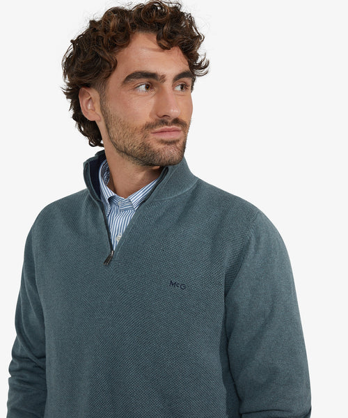 Half-Zip Sweater Cotton Merino Wool | Winter Sage