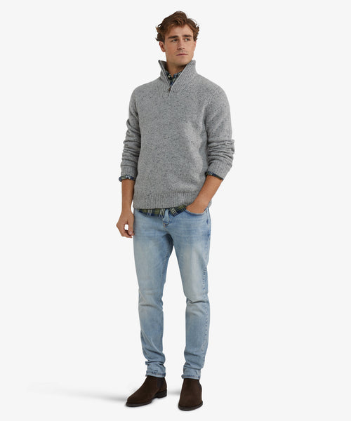 Sweater Fisherman Half-Zip | Medium Gray Melange