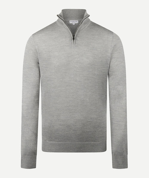 Trui Half-Zip Luxe Merinowol | Medium Grey Melange