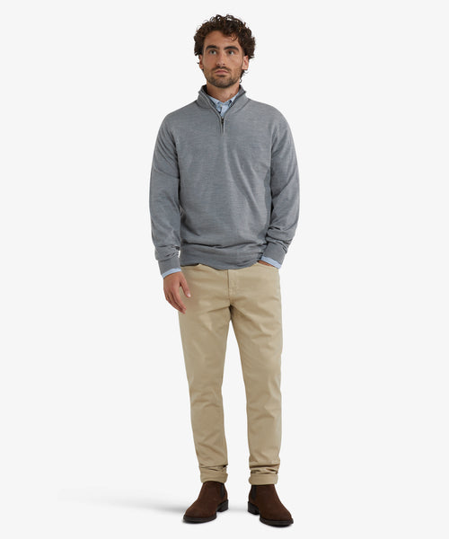 Sweater Half-Zip Luxury Merino Wool | Medium Gray Melange