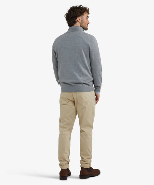 Sweater Half-Zip Luxury Merino Wool | Medium Gray Melange