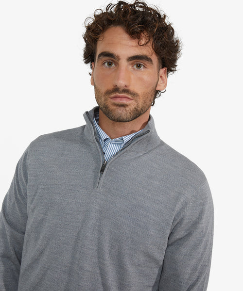 Sweater Half-Zip Luxury Merino Wool | Medium Gray Melange