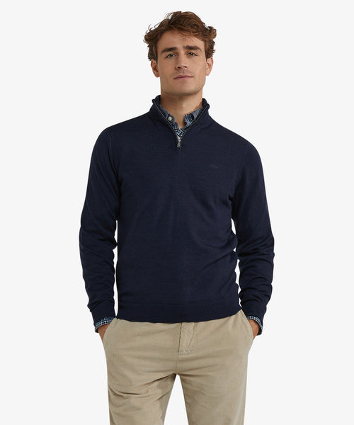 Half-Zip Sweater Luxury Merino Wool | Navy