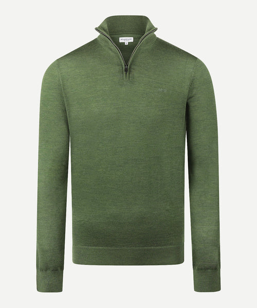 Trui Half-Zip Luxe Merinowol | Moss Green