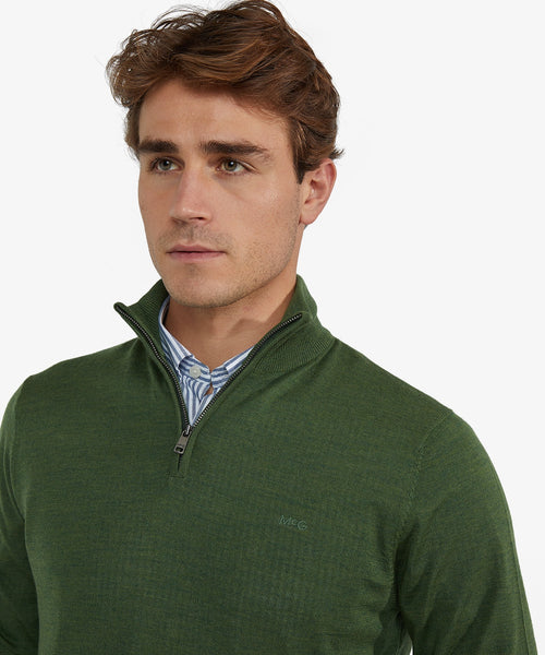 Half-Zip Sweater Luxury Merino Wool | Moss Green