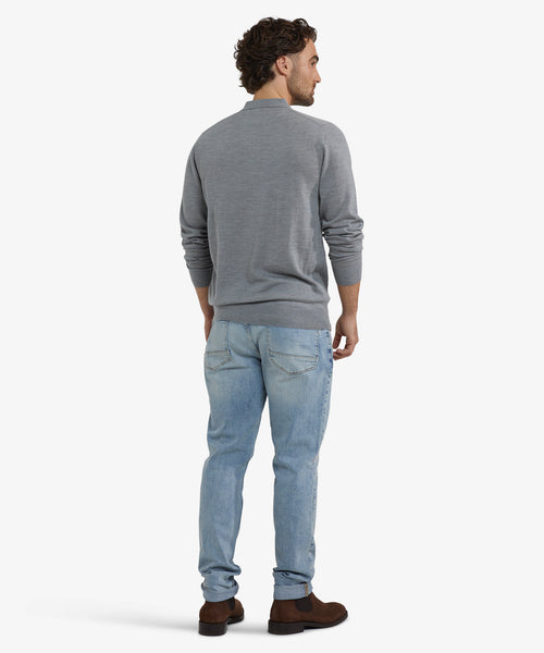 Polo sweater Luxury Merino Wool Long Sleeve | Medium Gray Melange