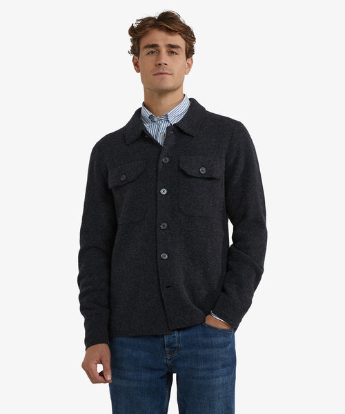 Button cardigan Wool mix | Dark Gray Melange