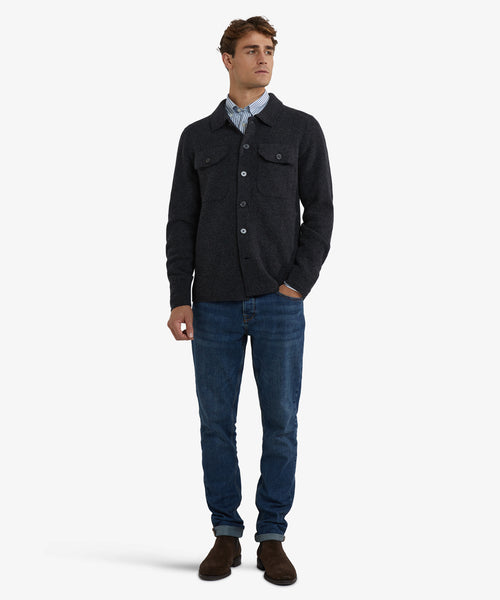 Button cardigan Wool mix | Dark Gray Melange