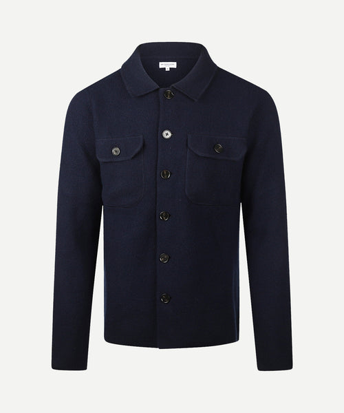 Button-down cardigan wool mix | navy
